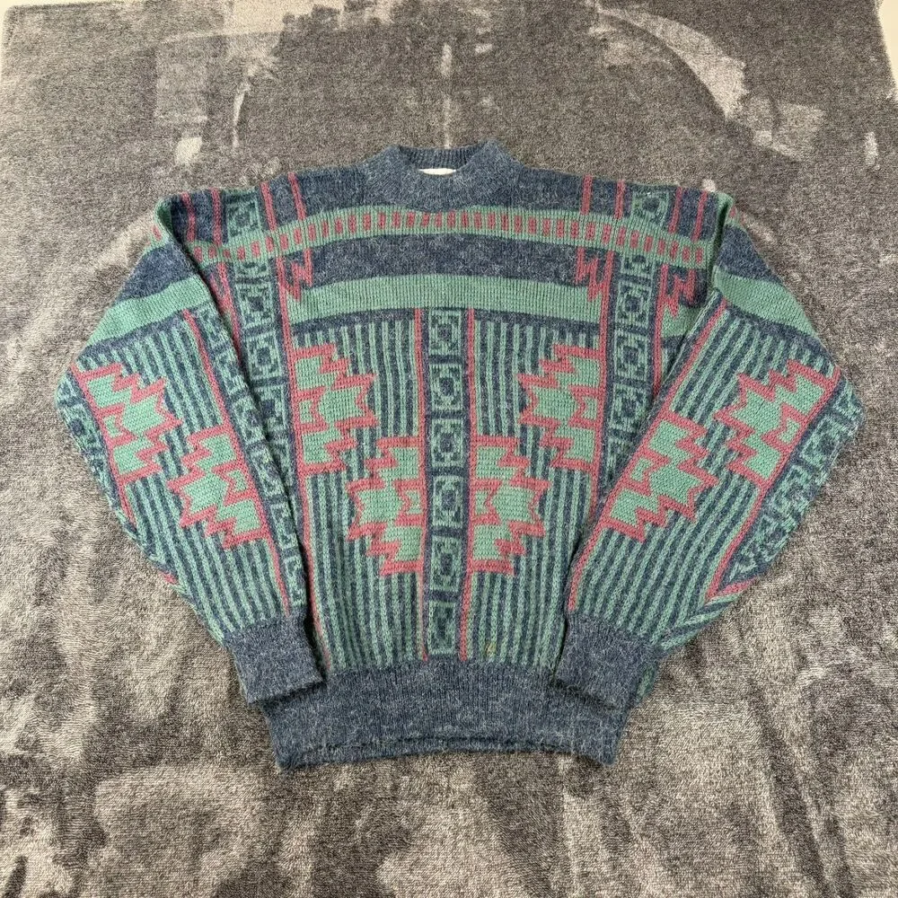 Vtg Mcgregor Fair Isle Nordic Multicolor Aztec Sweater Mock Neck Men's XL USA